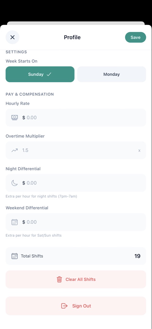 Pay and compensation settings